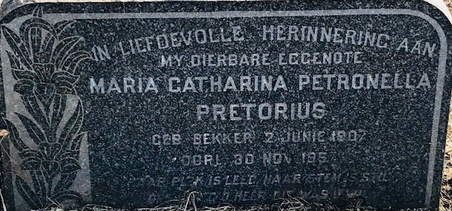 PRETORIUS Maria Catharina Petronella nee BEKKER 1907-195?