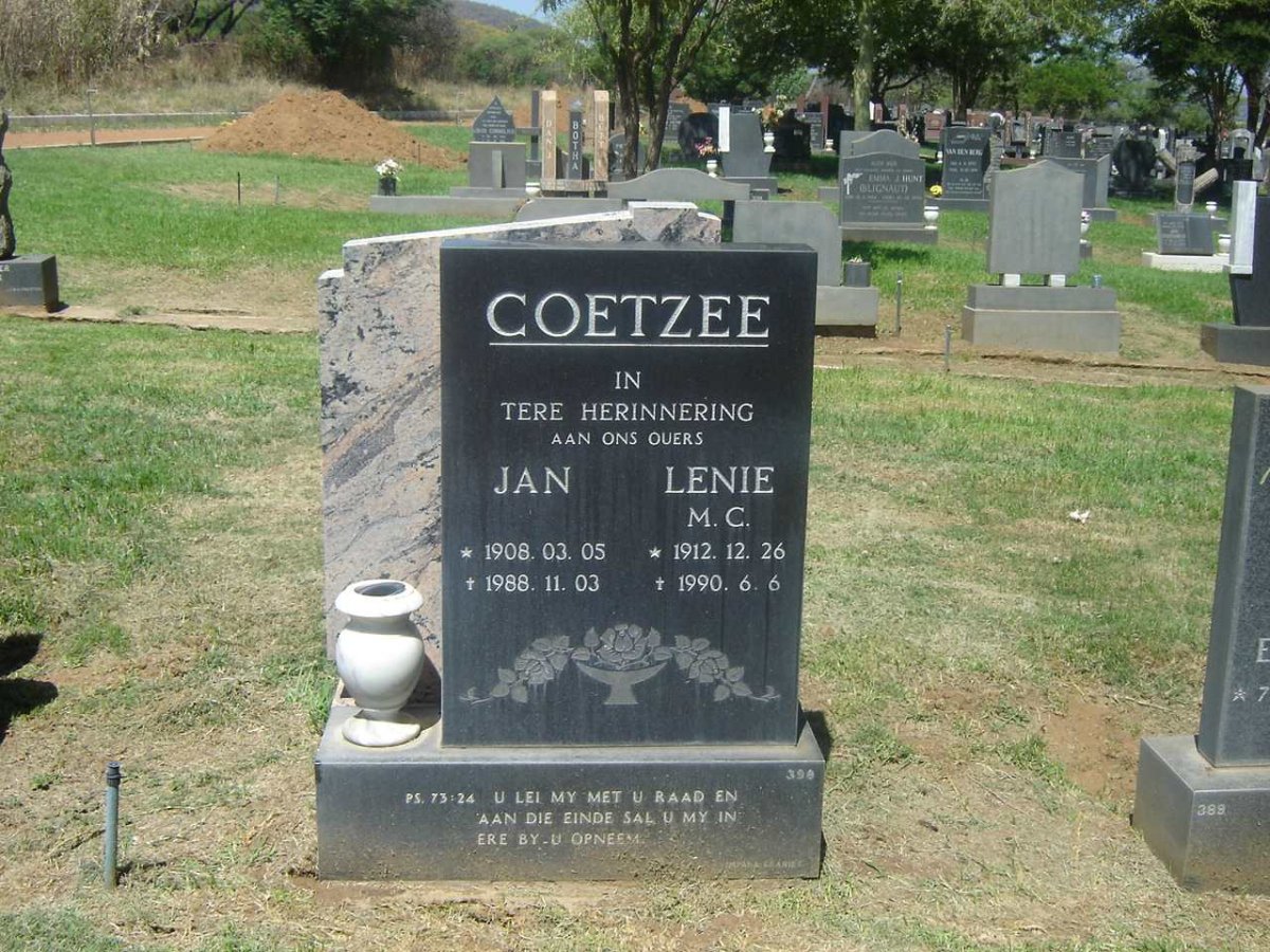 COETZEE Jan 1908-1988 &amp; Lenie M.C. 1912-1990