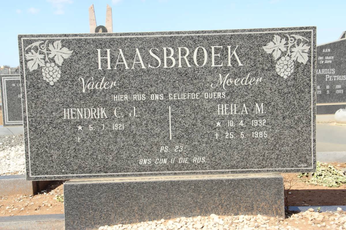 HAASBROEK Hendrik C.J. 1921- &amp; Heila M. 1932-1985