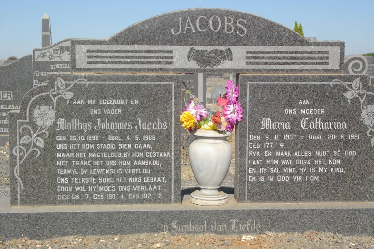 JACOBS Matthys Johannes Jacobs 1898-1968 &amp; Maria Catharina 1907-1991