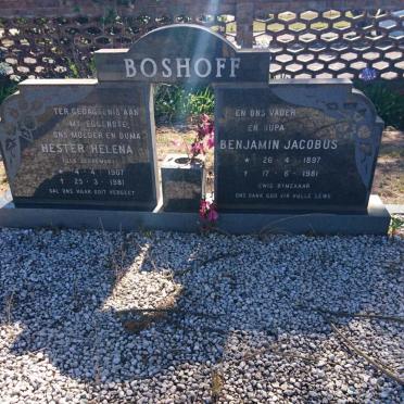 BOSHOFF Benjamin Jacobus 1897-1981 &amp; Hester Helena SCHOEMAN 1907-1981