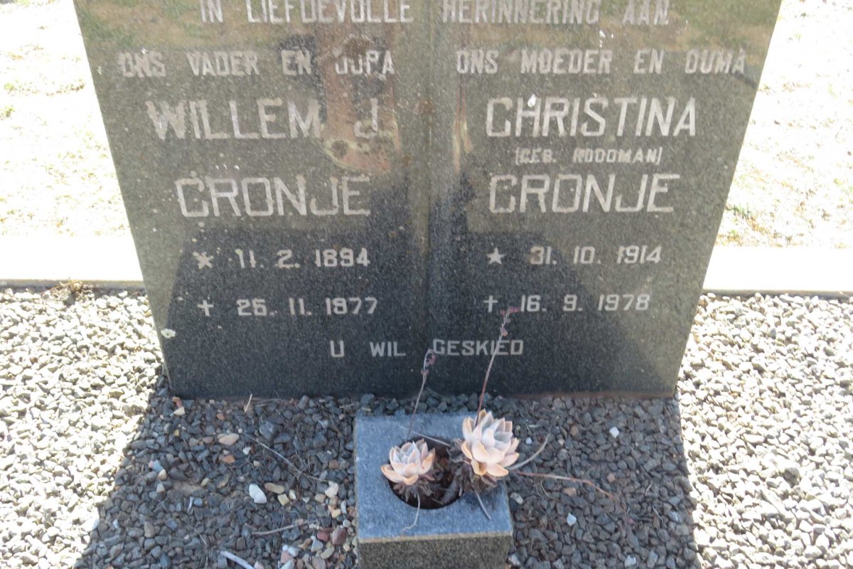 CRONJE Willem J. 1894-1977 &amp; Christina ROODMAN 1914-1978