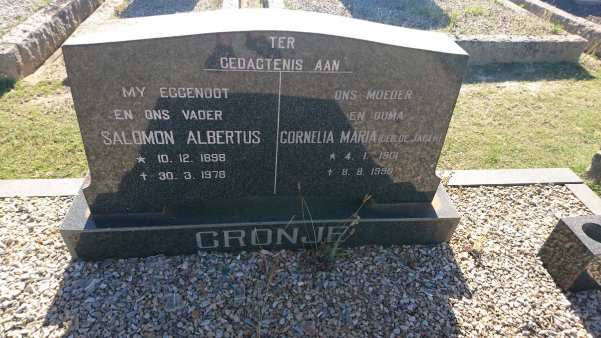 CRONJE Salomon Albertus 1898-1978 &amp; Cornelia Maria DE JAGER 1901-1990