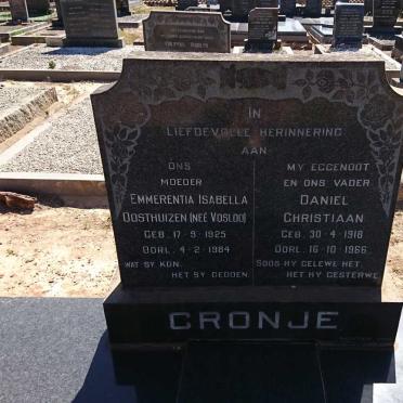 CRONJE Daniel Christiaan 1918-1966 &amp; Emmerentia Isabella OOSTHUIZEN nee VOSLOO 1925-1984