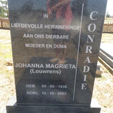 CONRADIE Johanna Magrieta nee LOUWRENS 1936-2003