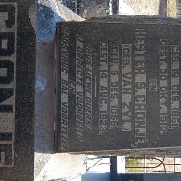 CRONJE Christiaan J.S. 1851-1919 &amp; Hester S. VAN ZYL 1856-1923