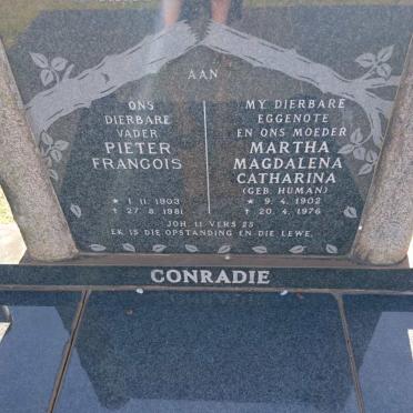 CONRADIE Pieter Francois 1903-1981 &amp; Martha Magdalena Catharina HUMAN 1902-1976