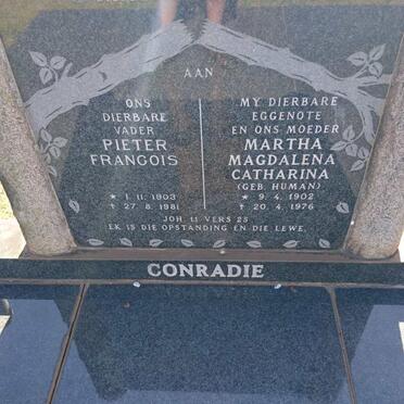 CONRADIE Pieter Francois 1903-1981 &amp; Martha Magdalena Catharina HUMAN 1902-1976