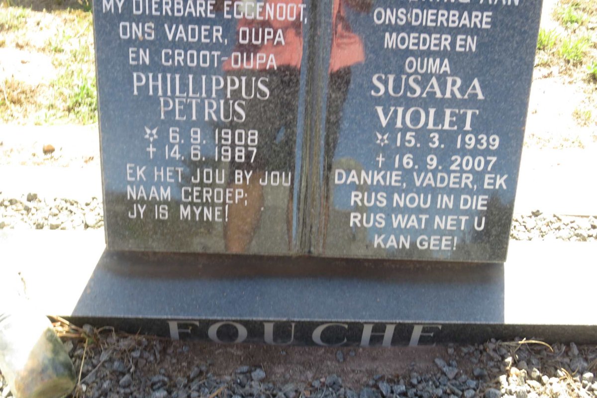 FOUCHE Phillippus Petrus 1908-1987 &amp; Susara Violet 1939-2007