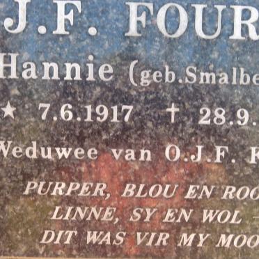 FOURIE J.F. nee SMALBERGER 1917-2006