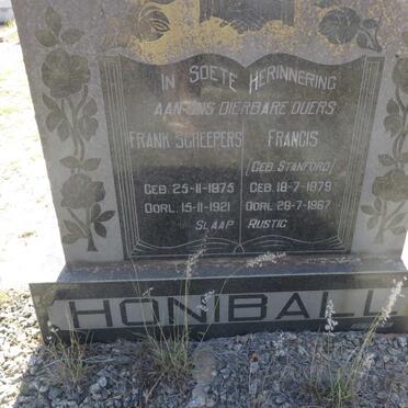 HONIBALL Frank Scheepers 1875-1921 &amp; Francis STANFORD 1879-1967