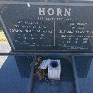 HORN Johan Willem 1891-1978 &amp; Susanna Elizabeth Josina LA GRANGE 1895-1983