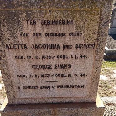 HELM George Evans 1873-1948 &amp; Aletta Jacomina BEUKES 1879-1944