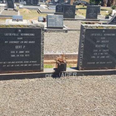 JAGER Gert P., de 1892-1972 &amp; Beatrice C. DE JAGER 1901-1981