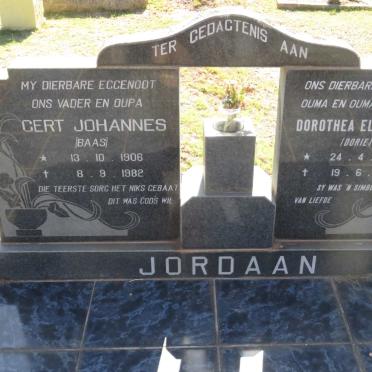 JORDAAN Gert Johannes 1906-1982 &amp; Dorothea Elizabeth 1911-2005