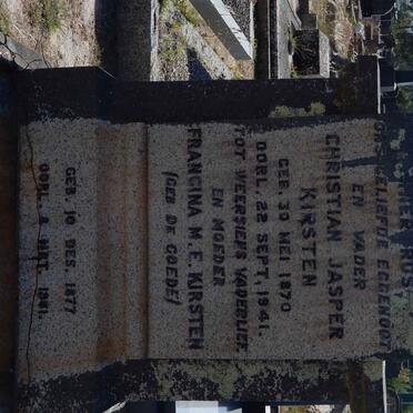 KIRSTEN Christian Jasper 1870-1941 &amp; Francina M.E. DE GOEDE 1877-19?1