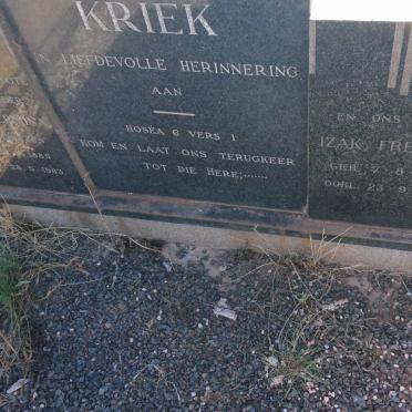 KRIEK Izak Frederik 1878-1967 &amp; Josina Germina OOSTHUIZEN 1885-1963