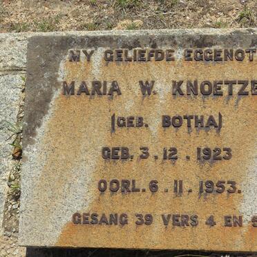 KNOETZEN Maria W. nee BOTHA 1923-1953
