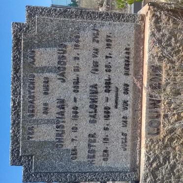 LOUWRENS Christiaan Jacobus 1899-1948 &amp; Hester Salomina VAN ZYL  1888-1957