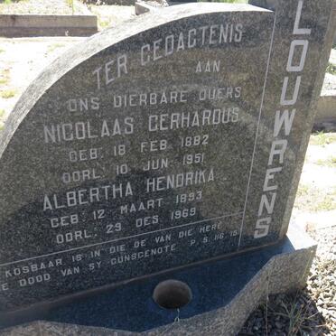 LOUWRENS Nicolaas Gerhardus 1882-1951 &amp; Albertha Hendrika 1893-1969