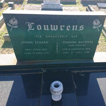 LOUWRENS Johan Echard 1901-1972 &amp; Johanna Magrieta CRONJE 1906-1986