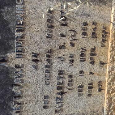 LOTZ Elizabeth J.S.P. nee VAN ZYL 1866-1945