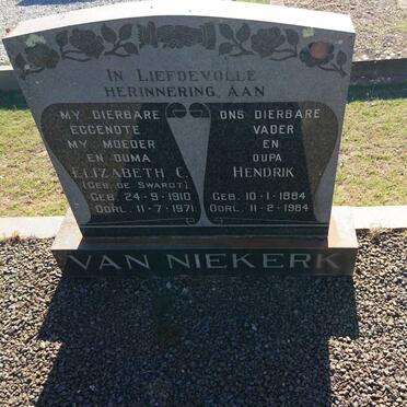NIEKERK Hendrik, van 1884-1984 &amp; Elizabeth C. DE SWARDT 1910-1971