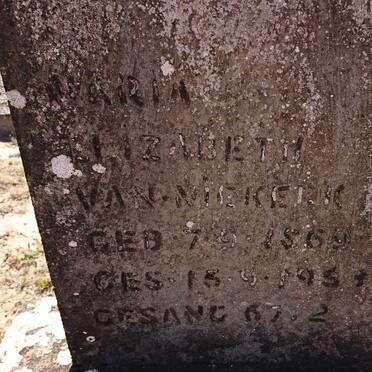 NIEKERK Maria Elizabeth, van 1869-19??