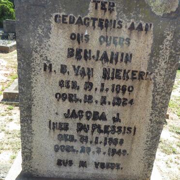 NIEKERK Benjamin M.B., van 1860-1924 &amp; Jacoba J. DU PLESSIS 1868-1949