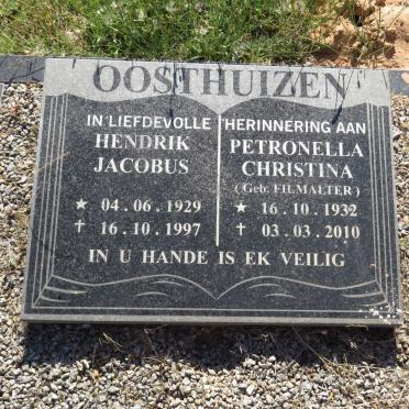 OOSTHUIZEN Hendrik Jacobus 1929-1997 &amp; Petronella Christina FILMALTER 1932-2010