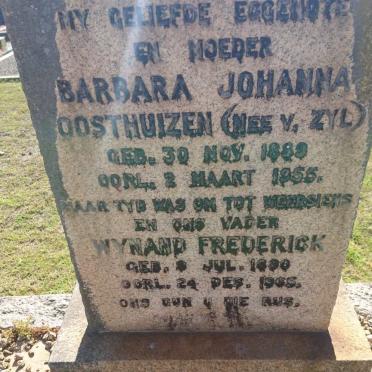 OOSTHUIZEN Wynand Frederick 1890-1965 &amp; Barbara Johanna V. ZYL 1889-1955