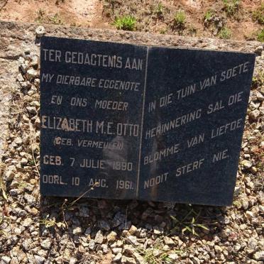 OTTO Elizabeth M.E. nee VERMEULEN 1890-1961