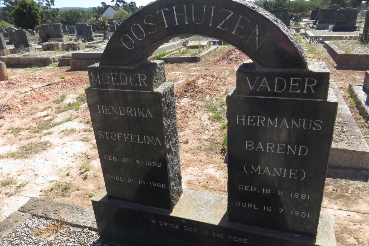 OOSTHUIZEN Hermanus Barend 1881-1951 &amp; Hendrika Stoffelina 1892-1968