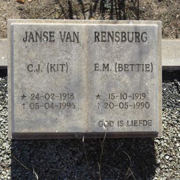 RENSBURG C.J., Janse van 1918-1996 &amp; E.M. 1919-1990