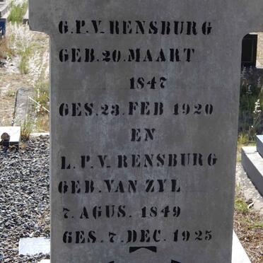 RENSBURG G.P., v. 1847-1920 &amp; L.P. VAN ZYL 1849-1925