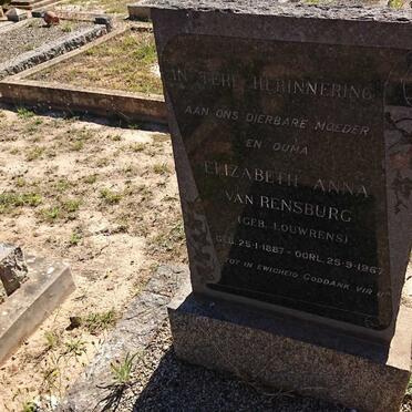 RENSBURG Elizabeth Anna, van nee LOUWRENS 1887-1967