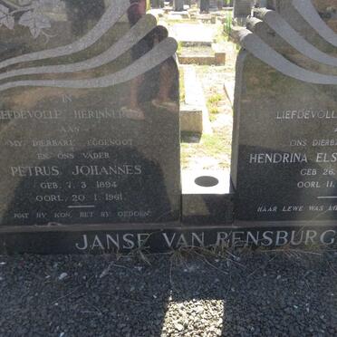 RENSBURG Petrus Johannes, Janse van 1894-1961 &amp; Hendrina Elsabe Johanna 1898-1977