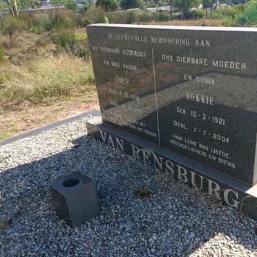 RENSBURG Joey, van 1914-1971 &amp; Bokkie 1921-2004