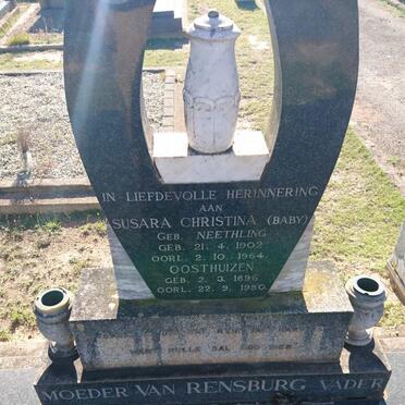 RENSBURG Oosthuizen, van 1896-1980 &amp; Susara Christina NEETHLING 1902-1964