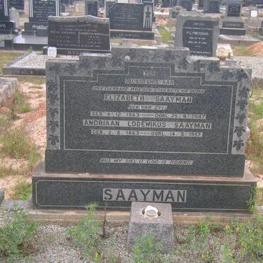 SAAYMAN Andriaan Lodewikus 1863-1957 &amp; Elizabeth VAN ZYL 1863-1947