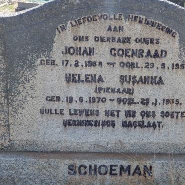 SCHOEMAN Johan Coenraad 1868-1951 &amp; Helena Susanna PIENAAR 1870-1955