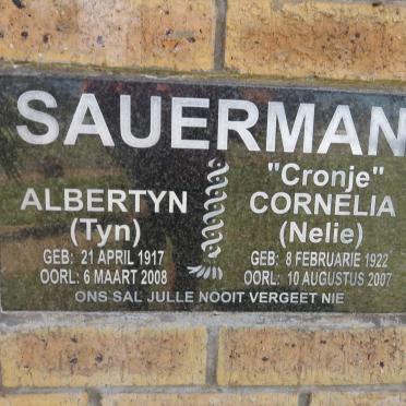 SAUERMAN Albertyn 1917-2008 &amp; Cornelia 1922-2007