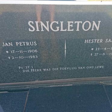 SINGLETON Jan Petrus 1906-1983 &amp; Hester Salomina 1908-1996