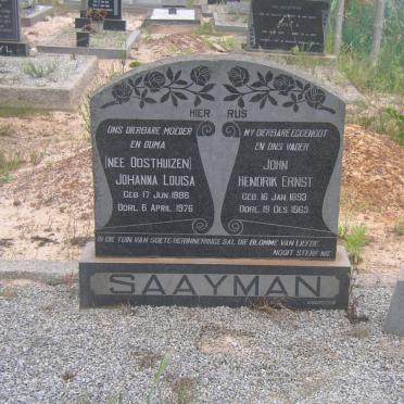SAAYMAN John Hendrik Ernst 1893-1965 &amp; Johanna Louisa OOSTHUIZEN 1886-1976