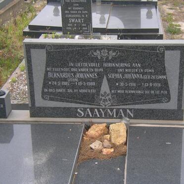 SAAYMAN Bernardus Johannes 1907-1989 &amp; Sophia Johanna ZIETSMAN 1916-1991