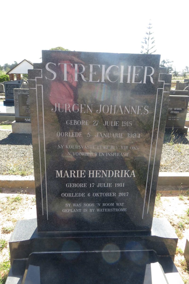 STREICHER Jurgen Johannes 1915-1994 &amp; Marie Hendrika 1931-2017