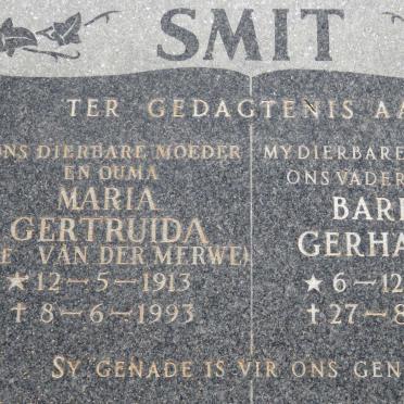 SMIT Barend Gerhardus 1908-1982 &amp; Maria Gertruida VAN DER MERWE 1913-1993