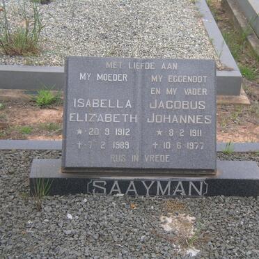 SAAYMAN Jacobus Johannes 1911-1977 &amp; Isabella Elizabeth 1912-1989