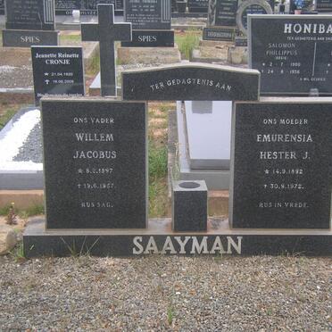 SAAYMAN Willem Jacobus 1897-1957 &amp; Emurensia Hester J. 1892-1972