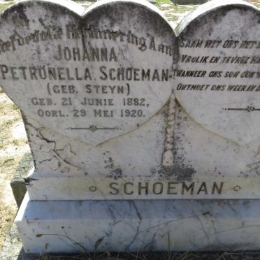 SCHOEMAN Johanna Petronella nee STEYN 1882-1920